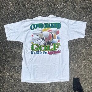 Vintage 90's Coed Naked Golf Parody Shirt funny single stitch white t-shirt